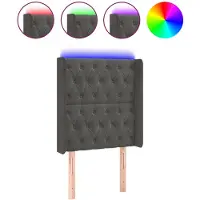 vidaXL Tête de lit LED gris foncé 83x16x118/128 cm velours