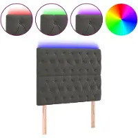 vidaXL Tête de lit LED gris foncé 90x7x118/128 cm velours