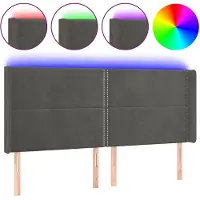 vidaXL Tête de lit LED gris foncé 203x16x118/128 cm velours