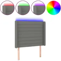 vidaXL Tête de lit LED gris foncé 93x16x118/128 cm Tissu