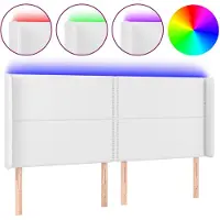 vidaXL Tête de lit LED blanc 203x16x118/128 cm similicuir