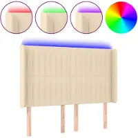 vidaXL Tête de lit LED Crème 147x16x118/128 cm Tissu