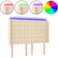 vidaXL Tête de lit LED Crème 147x16x118/128 cm Tissu