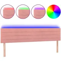 vidaXL LED Tête de lit rose 160x5x78/88 cm velours