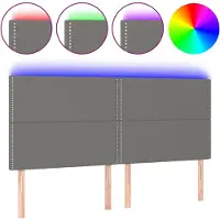 vidaXL Tête de lit LED gris foncé 200x5x118/128 cm Tissu