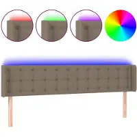 vidaXL Tête de lit LED Taupe 203x16x78/88 cm Tissu