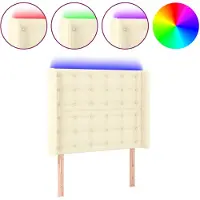 vidaXL Tête de lit LED Crème 93x16x118/128 cm Similicuir