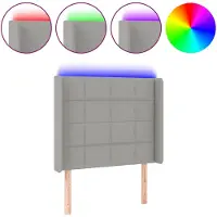 vidaXL Tête de lit LED gris clair 93x16x118/128 cm Tissu