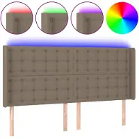 vidaXL Tête de lit LED Taupe 163x16x118/128 cm Tissu