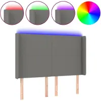 vidaXL Tête de lit LED gris foncé 147x16x118/128 cm Tissu