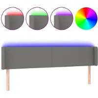 vidaXL Tête de lit LED gris foncé 163x16x78/88 cm Tissu