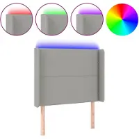 vidaXL Tête de lit LED gris clair 103x16x118/128 cm Tissu