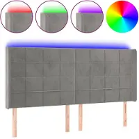 vidaXL Tête de lit LED gris clair 183x16x118/128 cm velours