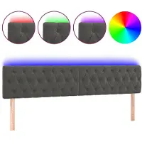 vidaXL Tête de lit LED gris foncé 200x7x78/88 cm velours