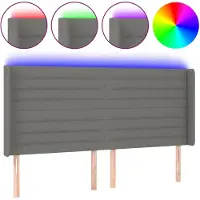vidaXL Tête de lit LED gris foncé 163x16x118/128 cm Tissu