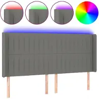 vidaXL Tête de lit LED gris foncé 163x16x118/128 cm Tissu