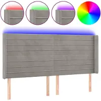 vidaXL Tête de lit LED gris clair 203x16x118/128 cm velours