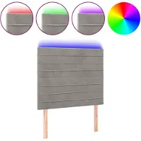 vidaXL Tête de lit LED gris clair 80x5x118/128 cm velours