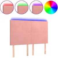 vidaXL Tête de lit LED rose 144x5x118/128 cm velours