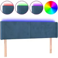 vidaXL Tête de lit LED bleu foncé 147x16x78/88 cm velours