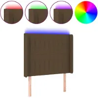 vidaXL Tête de lit LED brun foncé 83x16x118/128 cm Tissu