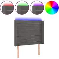 vidaXL Tête de lit LED gris foncé 93x16x118/128 cm velours