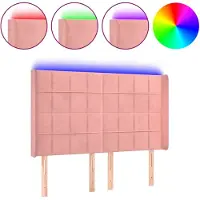 vidaXL Tête de lit LED rose 147x16x118/128 cm velours