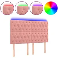 vidaXL Tête de lit LED rose 160x7x118/128 cm velours