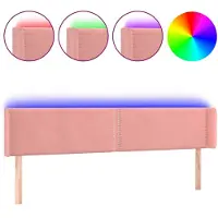 vidaXL LED Tête de lit rose 203x16x78/88 cm velours