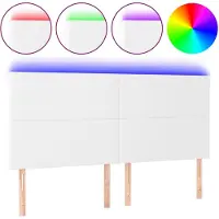 vidaXL Tête de lit LED blanc 180x5x118/128 cm similicuir