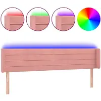 vidaXL Tête de lit LED rose 163x16x78/88 cm velours