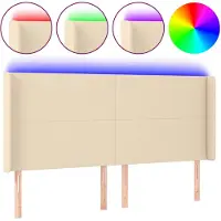 vidaXL Tête de lit LED Crème 203x16x118/128 cm Tissu