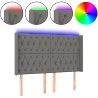 vidaXL Tête de lit LED gris foncé 163x16x118/128 cm Tissu
