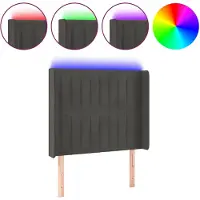 vidaXL Tête de lit LED gris foncé 83x16x118/128 cm velours