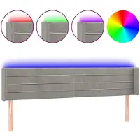 vidaXL Tête de lit LED gris clair 203x16x78/88 cm velours