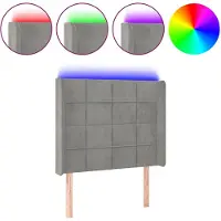 vidaXL Tête de lit LED gris clair 93x16x118/128 cm velours