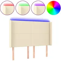 vidaXL Tête de lit LED Crème 147x16x118/128 cm Similicuir