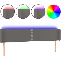 vidaXL Tête de lit LED Gris 203x16x78/88 cm Similicuir