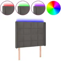 vidaXL Tête de lit LED gris foncé 103x16x118/128 cm velours