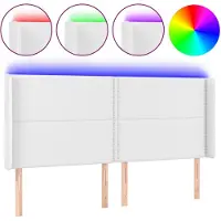 vidaXL Tête de lit à LED Blanc 163x16x118/128 cm Similicuir