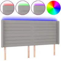 vidaXL Tête de lit LED gris clair 163x16x118/128 cm Tissu