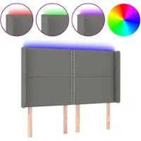 vidaXL Tête de lit LED gris foncé 147x16x118/128 cm Tissu