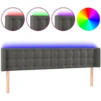 vidaXL Tête de lit à LED Gris foncé 163x16x78/88 cm Velours