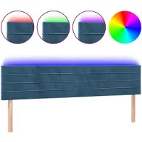 vidaXL Tête de lit LED bleu foncé 160x5x78/88 cm velours