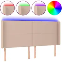 vidaXL Tête de lit LED marron cappuccino 203x16x118/128cm similicuir