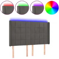 vidaXL Tête de lit LED gris foncé 147x16x118/128 cm velours