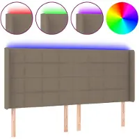 vidaXL Tête de lit LED Taupe 203x16x118/128 cm Tissu