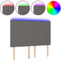vidaXL Tête de lit LED Gris 144x5x118/128 cm Similicuir