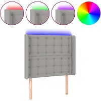 vidaXL Tête de lit LED gris clair 103x16x118/128 cm Tissu