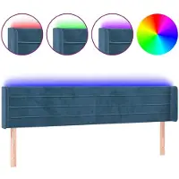 vidaXL Tête de lit LED bleu foncé 163x16x78/88 cm velours
